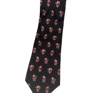 Hallmark Vintage Mens Silk Christmas Tie Santa Print Necktie corporate boardroom